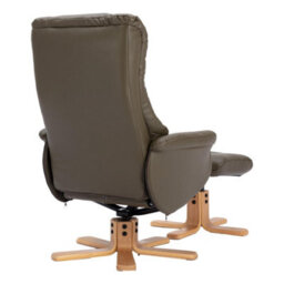 Morris Living The Cairo - Swivel Recliner Chair & Matching Footstool In Olive Green Faux Leather - thumbnail 9