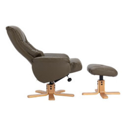 Morris Living The Cairo - Swivel Recliner Chair & Matching Footstool In Olive Green Faux Leather - thumbnail 8