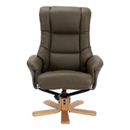 Morris Living The Cairo - Swivel Recliner Chair & Matching Footstool In Olive Green Faux Leather - thumbnail 5