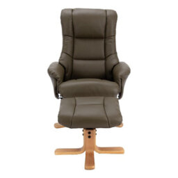 Morris Living The Cairo - Swivel Recliner Chair & Matching Footstool In Olive Green Faux Leather - thumbnail 4