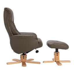 Morris Living The Cairo - Swivel Recliner Chair & Matching Footstool In Olive Green Faux Leather - thumbnail 7
