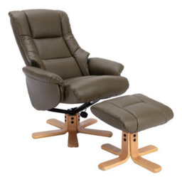 Morris Living The Cairo - Swivel Recliner Chair & Matching Footstool In Olive Green Faux Leather - thumbnail 2