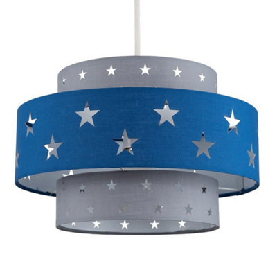 Valuelights Weaver Star Blue/ Grey Tiered Ceiling Lamp Shade - image 1