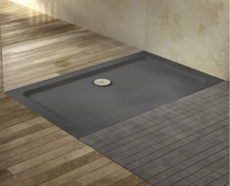 Hudson Reed Pearlstone Right Hand Offset Quadrant Slimline Textured Grey Slate Effect Shower Tray, 1000 X 800 X 40mm - thumbnail 5