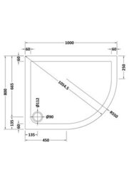 Hudson Reed Pearlstone Right Hand Offset Quadrant Slimline Textured Grey Slate Effect Shower Tray, 1000 X 800 X 40mm - thumbnail 3