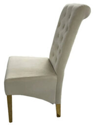 Stratus Interiors 1 Pcs Tall Velvet Dining Chair With Gold Ring Knocker & Gold Legs - Grey - thumbnail 4