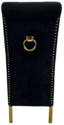 Stratus Interiors 1 Pcs Tall Velvet Dining Chair With Gold Ring Knocker & Gold Legs - Grey - thumbnail 6