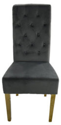 Stratus Interiors 1 Pcs Tall Velvet Dining Chair With Gold Ring Knocker & Gold Legs - Grey