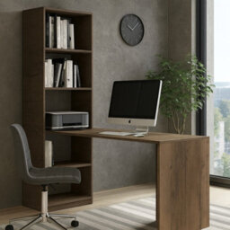 B1 Universal Desk With Shelves Storage Unit For Office And Home Dark Ash - thumbnail 1