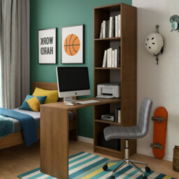 B1 Universal Desk With Shelves Storage Unit For Office And Home Dark Ash - thumbnail 2