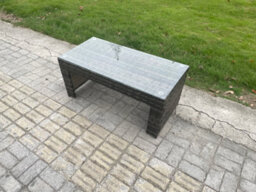 Fimous 7 Seater Dark Grey Mixed High Back Rattan Sofa Set Coffee Table Garden Furniture Outdoor Patio With Love Sofa For Balcony - thumbnail 3