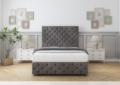 "Comfort Florida Slate Naples Divan Bed Base 2 Drawers Left Side - 26"" Strutted  & 12"" Footboard 4'6 Double" - image 1