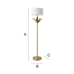 Valuelights Christina White Drum Shade Gold Palm Leaf Detail Single Stem Floor Lamp - thumbnail 8