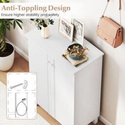 Costway Shoe Storage Cabinet 4-Tier Shoe Organizer With Removable Shelves & 2 Doors-White - thumbnail 8