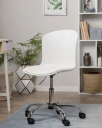 Beliani Desk Chair Vamo Faux Leather White - thumbnail 2