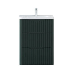 Royal Bathrooms Avenza 600mm Fluted Floor Standing Vanity Unit Deep Moss Green 3 Drawer Storage Cabinet With Ceramic Basin - thumbnail 7