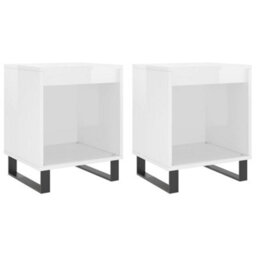 Berkfield Bedside Cabinets 2 Pcs High Gloss White 40X35X50 Cm Engineered Wood - thumbnail 2