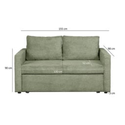 Heze Furniture Sofi Two Seater Sofa Bed With Storage - Green - thumbnail 3