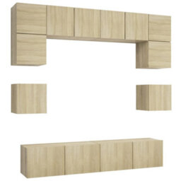 Berkfield 8 Piece Tv Cabinet Set Sonoma Oak Engineered Wood - thumbnail 2
