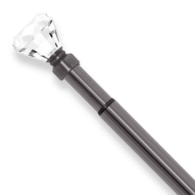 Aspire Homeware Sapphire Metal Curtain Pole With Crystal Finials Extendable Rod 70-120 Cm (Black Nickel) - image 1