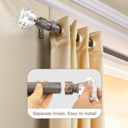 Aspire Homeware Sapphire Metal Curtain Pole With Crystal Finials Extendable Rod 70-120 Cm (Black Nickel) - thumbnail 2