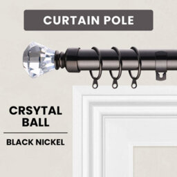 Aspire Homeware Sapphire Metal Curtain Pole With Crystal Finials Extendable Rod 70-120 Cm (Black Nickel) - thumbnail 7