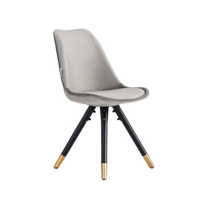 Life Interiors Single Dark Grey Sofia Ergonomic Modern Dining Chair Upholstered In Velvet, Metal Legs With Gold End Tips - image 1