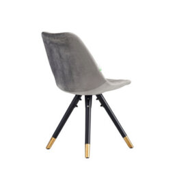 Life Interiors Single Dark Grey Sofia Ergonomic Modern Dining Chair Upholstered In Velvet, Metal Legs With Gold End Tips - thumbnail 4