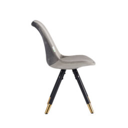 Life Interiors Single Dark Grey Sofia Ergonomic Modern Dining Chair Upholstered In Velvet, Metal Legs With Gold End Tips - thumbnail 3