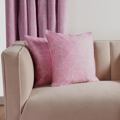 OHS 2 Pack Geo Matte Velvet Cushion Covers, Blush - 45 X 45Cm - image 1