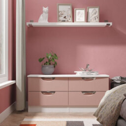 Rovigo Ready Assembled Matt White & Pink 4 Drawer Chest (H)1118mm (W)502mm (D)414mm