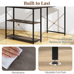 Gainoom L-Shaped Grey Computer Desk Reversible Corner Desk W/adjustable Shelf - thumbnail 9