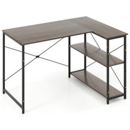 Gainoom L-Shaped Grey Computer Desk Reversible Corner Desk W/adjustable Shelf - thumbnail 7