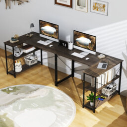 Gainoom L-Shaped Grey Computer Desk Reversible Corner Desk W/adjustable Shelf - thumbnail 4