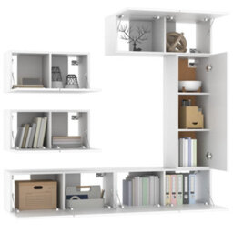 Berkfield Classic 6 Piece Tv Cabinet Set White Engineered Wood - thumbnail 4