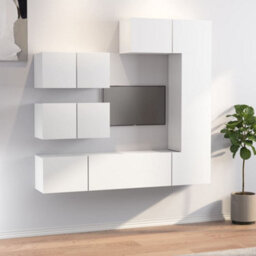 Berkfield Classic 6 Piece Tv Cabinet Set White Engineered Wood - thumbnail 2