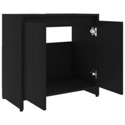 Berkfield Bathroom Cabinet Black 60X33X61 Cm Engineered Wood - thumbnail 5