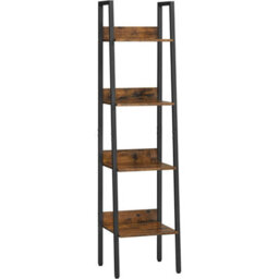 Songmics Ladder Shelf, 4-Tier Bookcase For Home Office, Free Standing Storage Shelves, Industrial, Rustic Brown And Black - thumbnail 9