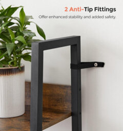 Songmics Ladder Shelf, 4-Tier Bookcase For Home Office, Free Standing Storage Shelves, Industrial, Rustic Brown And Black - thumbnail 4