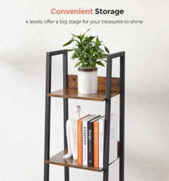 Songmics Ladder Shelf, 4-Tier Bookcase For Home Office, Free Standing Storage Shelves, Industrial, Rustic Brown And Black - thumbnail 7