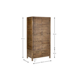 Julian Bowen Heritage 2 Door 2 Drawer Wardrobe - Cashew Pine - thumbnail 9