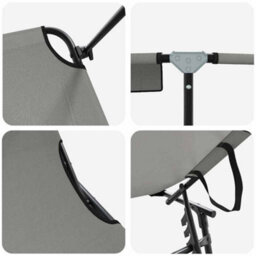 Berkfield Folding Sun Lounger With Canopy Grey 600D Oxford Fabric - thumbnail 7