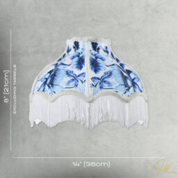 Happy Homewares Vibrant Blue Floral Handmade Victorian Lamp Shade With White Trims - thumbnail 7