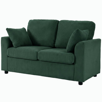 Dark Green 2 Seater Sofa, Small Couch With Spring Cushion, Wide And Deep Seat - image 1
