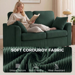Dark Green 2 Seater Sofa, Small Couch With Spring Cushion, Wide And Deep Seat - thumbnail 5