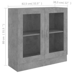 Berkfield Vitrine Cabinet Concrete Grey 82.5X30.5X80 Cm Engineered Wood - thumbnail 8