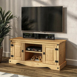 Mews Corona Tv Stand 2 Door Flat Screen Television Unit Mexican Solid Pine - thumbnail 2