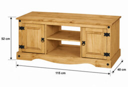 Mews Corona Tv Stand 2 Door Flat Screen Television Unit Mexican Solid Pine - thumbnail 6