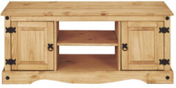 Mews Corona Tv Stand 2 Door Flat Screen Television Unit Mexican Solid Pine - thumbnail 1