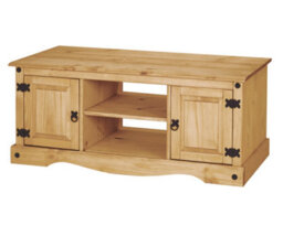 Mews Corona Tv Stand 2 Door Flat Screen Television Unit Mexican Solid Pine - thumbnail 4
